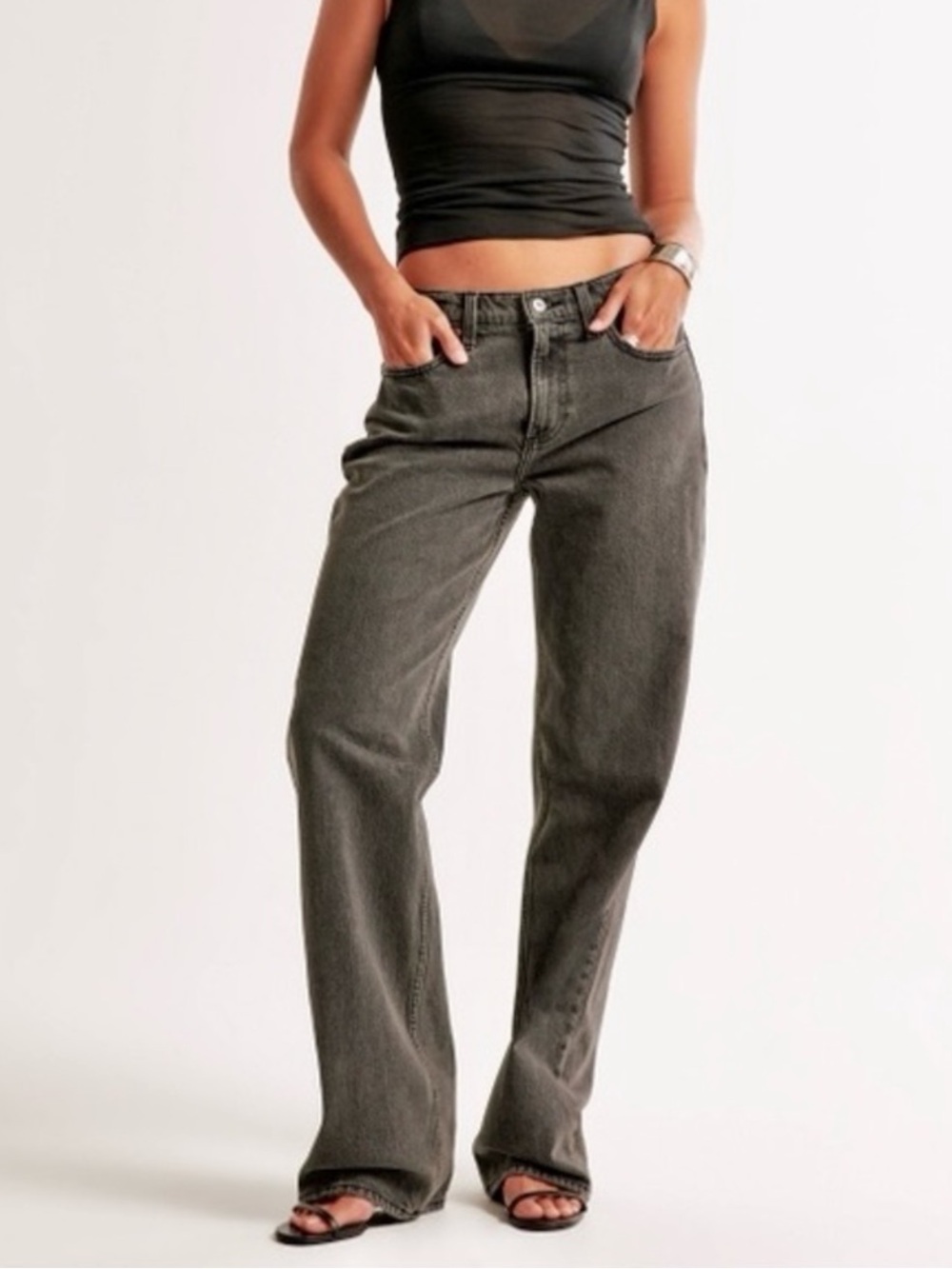Abercrombie & Fitch Baggy Low Rise Charcoal Jeans - 26 XLong